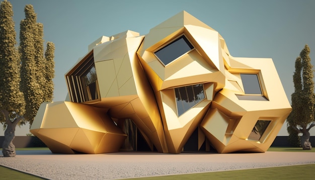 Golden_duplex_house_3d IA générative