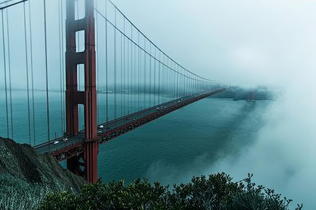 Le Golden Gate Bridge enveloppé dans le brouillard généré par Ai