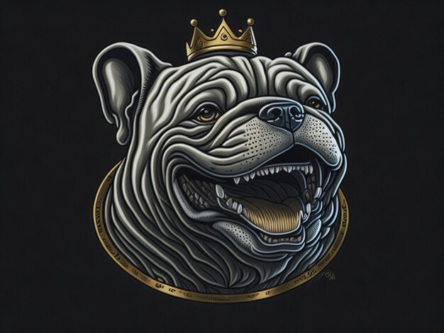 Golden Happy king bulldog souriant logo