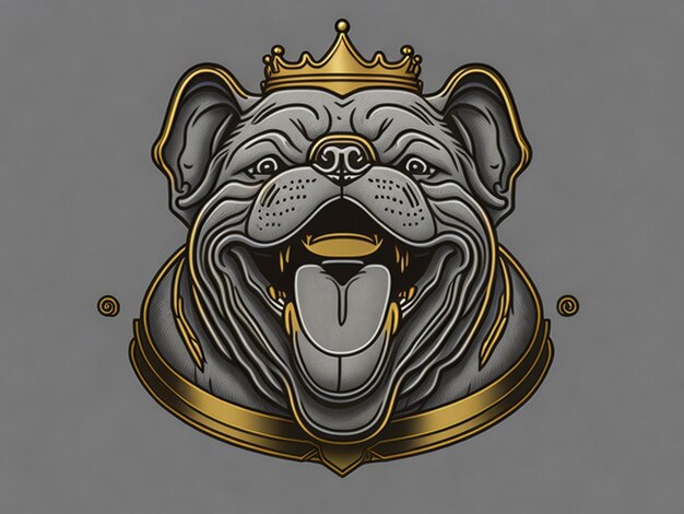 Golden Happy king bulldog souriant logo