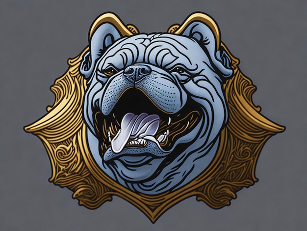 Photo golden happy king bulldog souriant logo