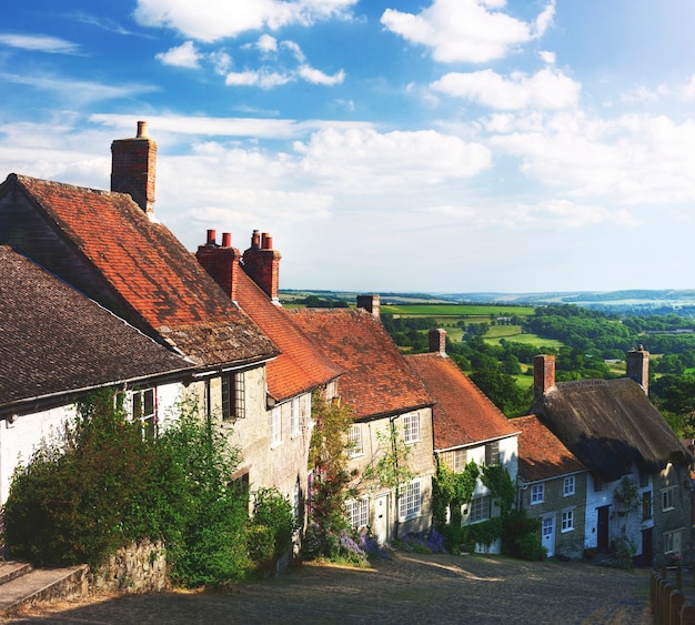 Golden Hill idyllique dans la campagne Shafetsbury, Dorset, Royaume-Uni