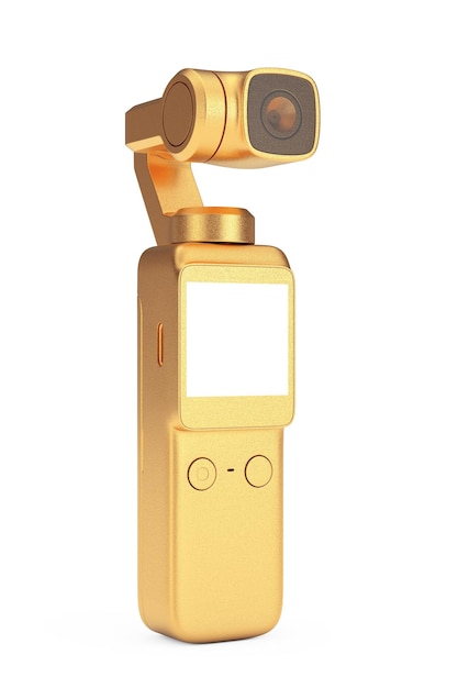 Golden Pocket Handheld Gimbal Action Camera Rendu 3d