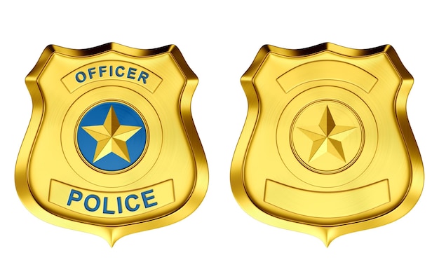 Golden Police Token Un badge de police Détective et police icône unique Symbole illustration stock