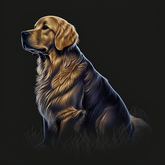 Golden Retriever art numérique haute résolution