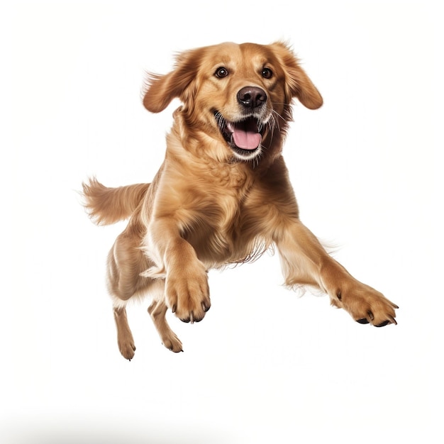 Golden Retriever courant joyeusement dans les airs