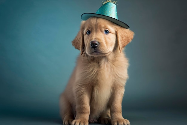 Golden Retriever dans une casquette AI générative