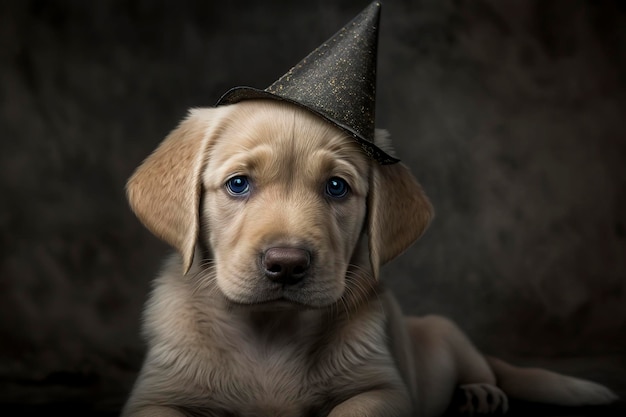 Golden Retriever dans une casquette AI générative