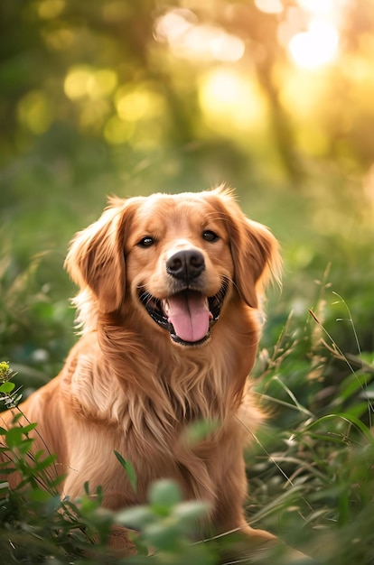 le golden retriever dans l'herbe le chien golden retreever le chiot golden retreat