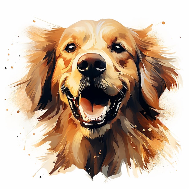 Un golden retriever heureux sur un fond transparent