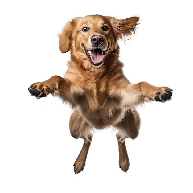 Golden Retriever sautant dans les airs