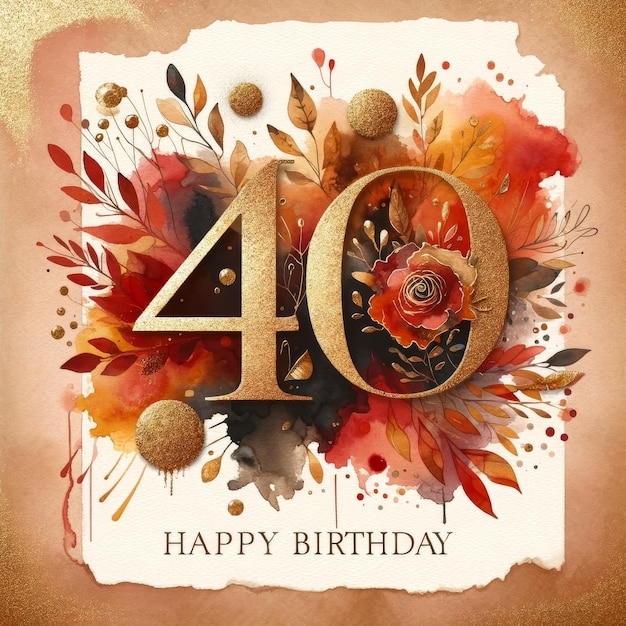 Golden Sparkle 40e anniversaire avec des aquarelles chaudes