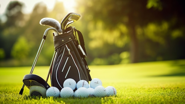 Photo golfeur avec une balle sur le parcours près du club de golf