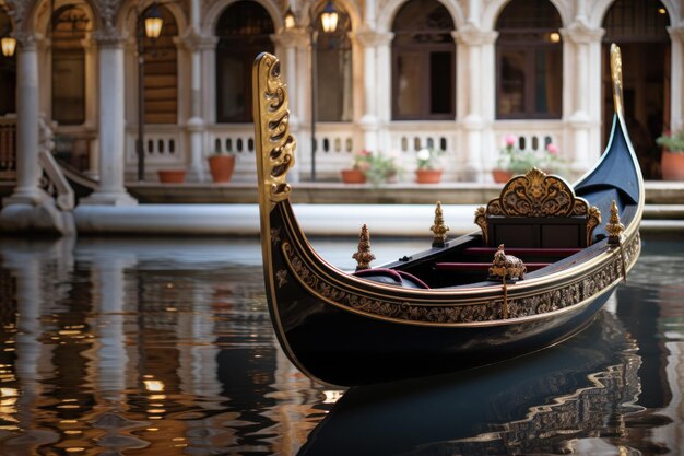 Photo des gondoles traditionnelles sur le grand canal un matin ensoleillé