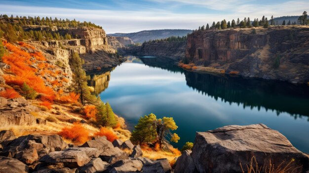 Photo une gorge vibrante avec un lac une nouvelle photographie en couleur américaine captivante
