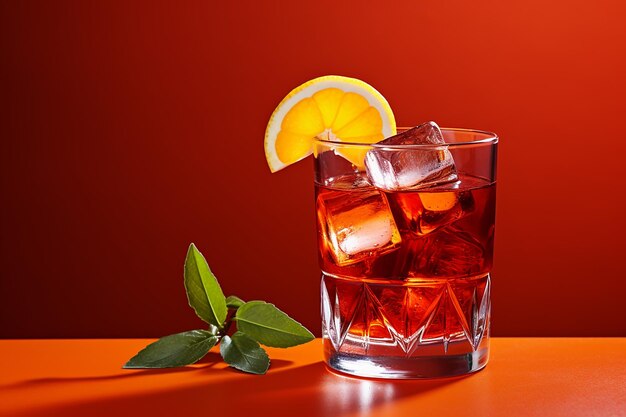 Une gorgée de sophistication un délicieux cocktail de Negroni avec des cubes de glace