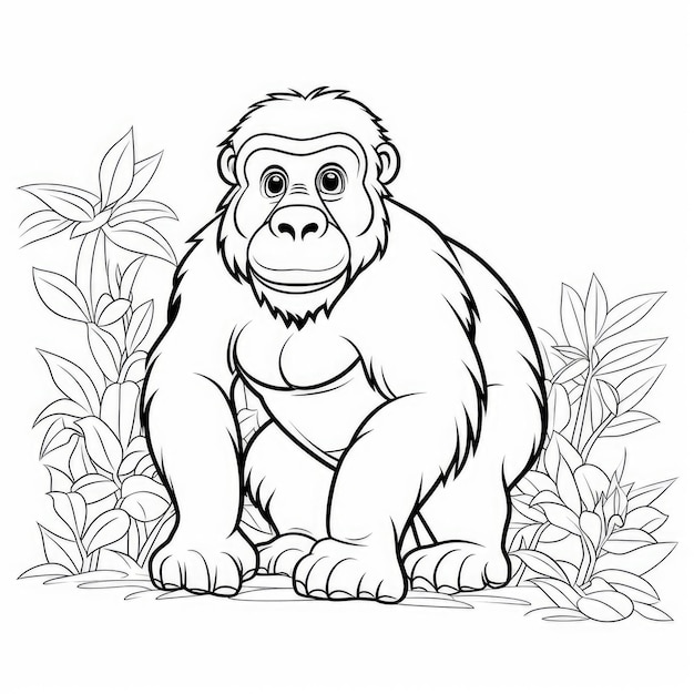 Gorilla Fun Un livre de coloriage de dessins animés ludiques pour les enfants avec des illustrations BW audacieuses et beaucoup d'espace