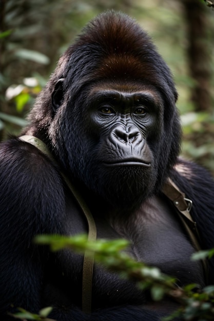 Gorille errant seul dans la jungle