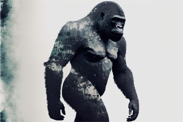 Photo gorille mâle avec épaule puissante et force avec un regard calme