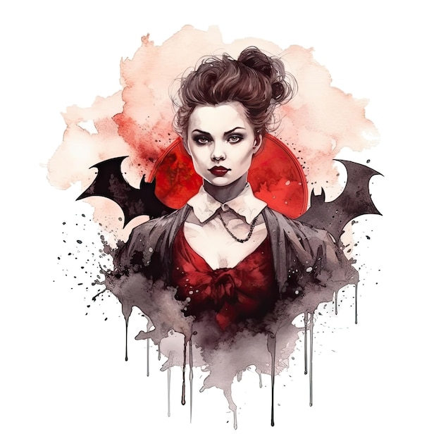 Goths Vampires Inspirant la peur Vampires de l'époque victorienne aquarelle illustration isolée Ai générative