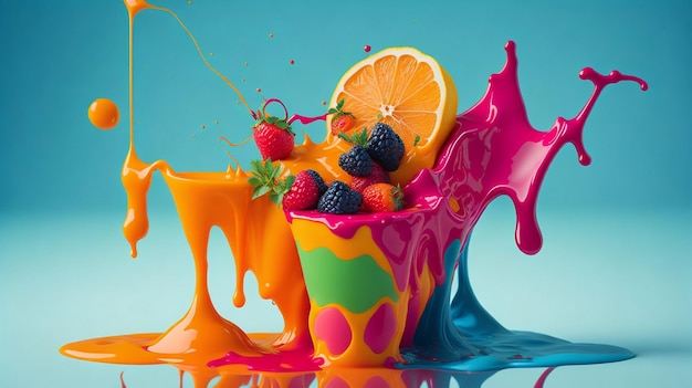 Photo une gourmandise estivale colorée en fonte ai générative