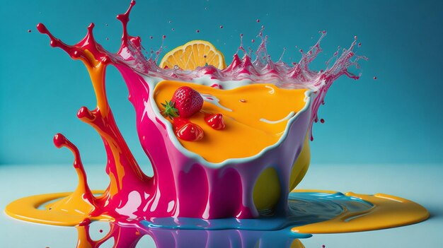 Photo une gourmandise estivale colorée en fonte ai générative