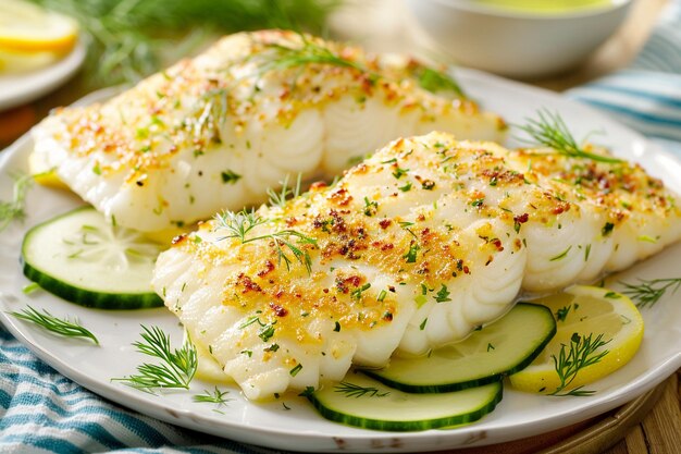 Gourmet Luxury Baked Cod avec un revêtement croustillant d'herbe de citron pour les goûts exigeants