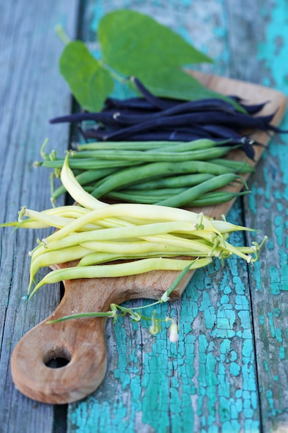 Photo gousses de haricots longs frais