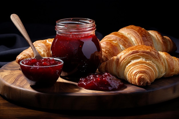 Goûter des croissants traditionnels avec de la confiture générative par Ai