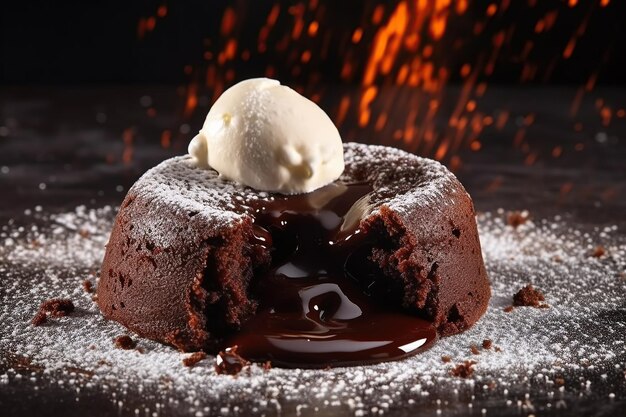 Goûtez à un gâteau de lave au chocolat décadent avec son centre riche et gluant qui s'échappe à mesure que vous le coupez.