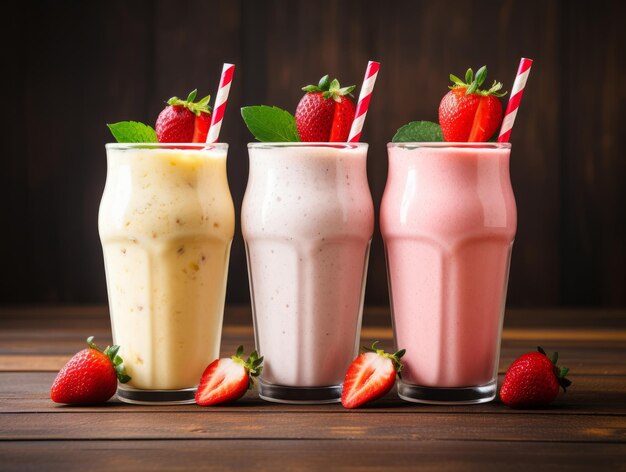 Goûtez à un trio délicieux de milkshakes à la fraise