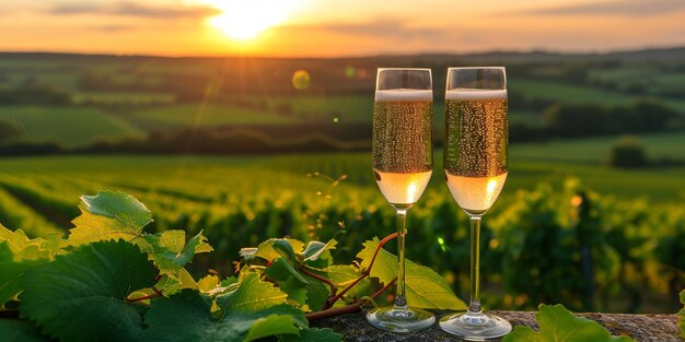 Photo goûtez à un vin blanc effervescent de haute qualité provenant de vignobles de premier ordre en france