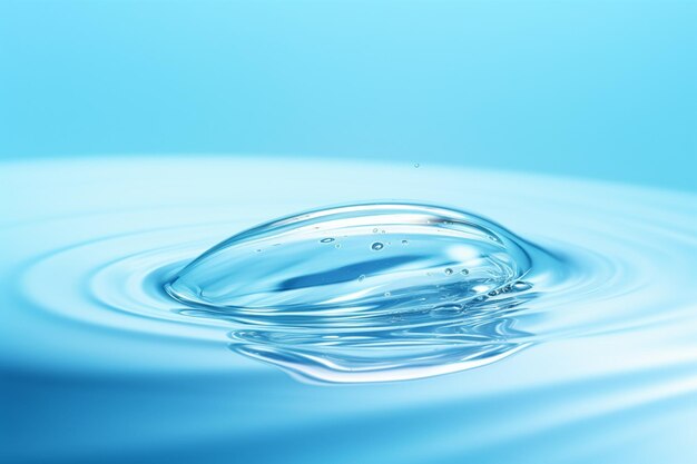 La goutte d'eau abstraite sur la surface du fond bleu frais