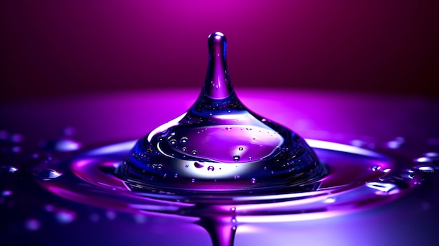 Une goutte d'eau en ai générative de lumière violette