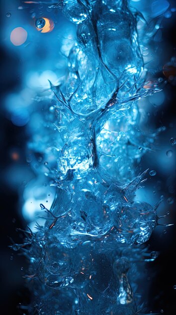 Photo une goutte d'eau bleue est montrée dans une lumière bleue