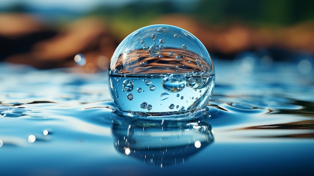 Photo une goutte d'eau claire générée par l'ia