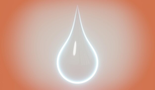 Goutte d'eau ou cosmétique isolé sur fond orange illustration 3D