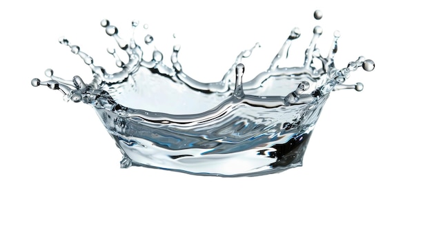 Goutte d'eau cristalline éclaboussée sur fond blanc