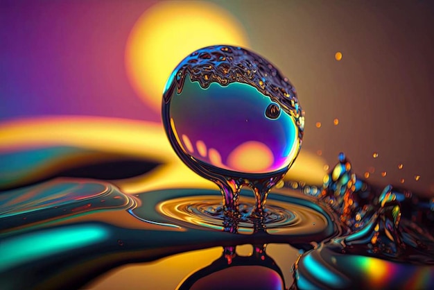 Une goutte d'eau est représentée dans une image colorée.