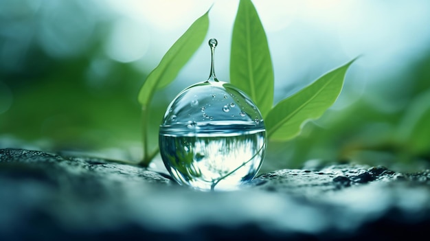 Photo goutte d'eau de feuille et laboratoire de chimie naturelle