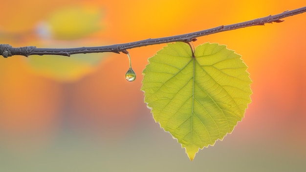 Une goutte d'eau sur une feuille pour la Journée de la Terre