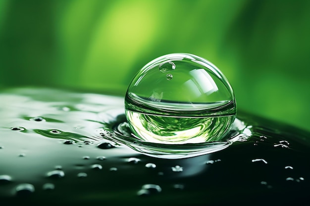 Photo une goutte d'eau sur une feuille verte une goutte sur une feuilles verte