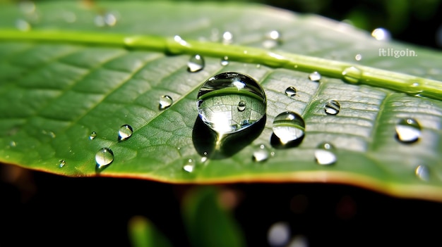 Une goutte d'eau sur une feuille verte