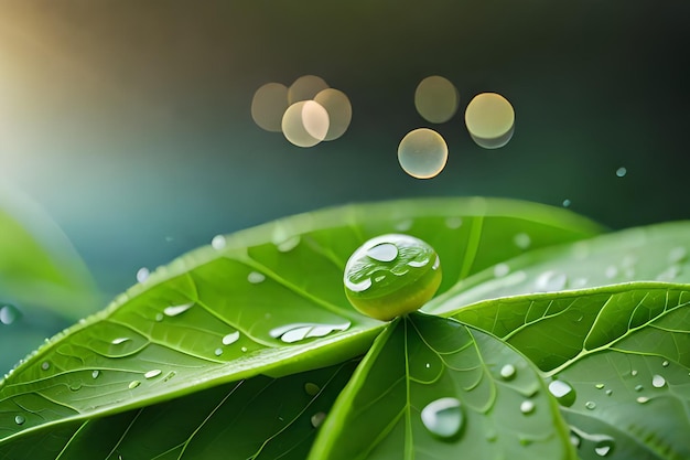 Une goutte d'eau sur une feuille verte