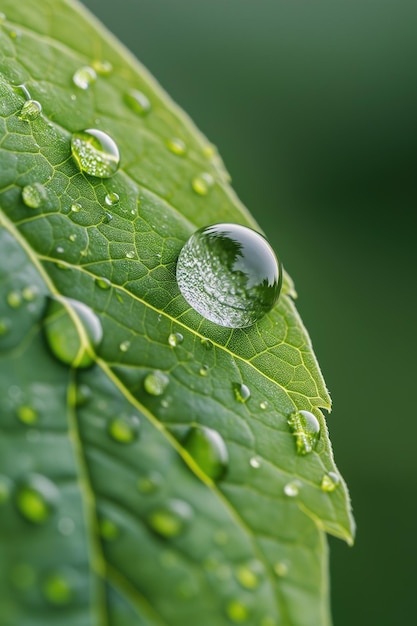 une goutte d'eau sur la feuille