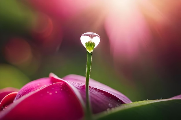 Une goutte d'eau sur une fleur sous la pluie