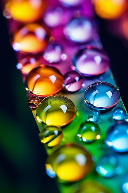 Photo une goutte d'eau sur un fond coloré