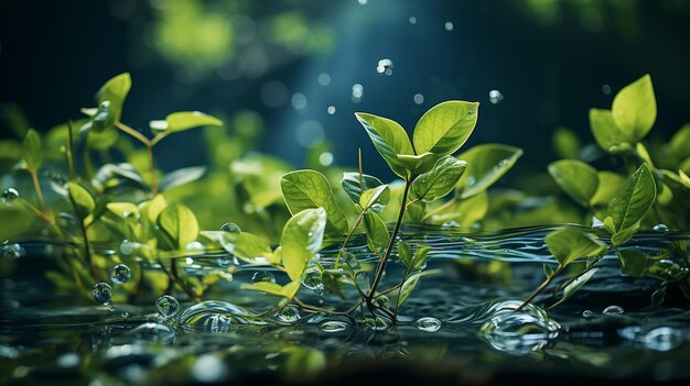 goutte d'eau sur l'herbe verte avec fond bokeh