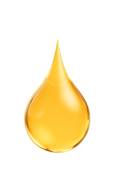 Une goutte d'eau liquide dorée en 3D