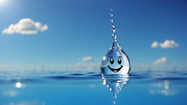 Photo une goutte d'eau souriante